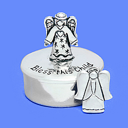 Blessing Angel Pewter Wish Box