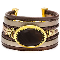 Brown Agate Layered Focal Bracelet