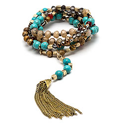 Gold/Turquoise Convertible Tassel Necklace