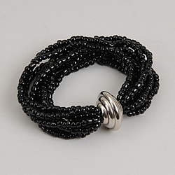 Silver & Bold Bead Bracelet (Black)