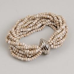 Silver & Bold Bead Bracelet (Cream)