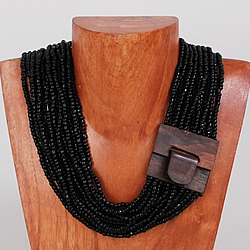 Wood Buckle Necklace (Black)