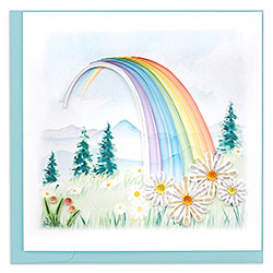 Rainbow With Daisies Card