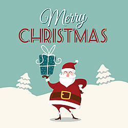 Santa With Present Greeting Card