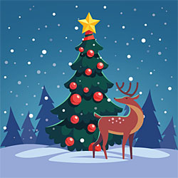 Reindeer & Christmas Tree Greeting Card