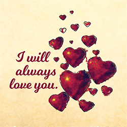 I Will Always Love You Card (Wine Colored Hearts)
