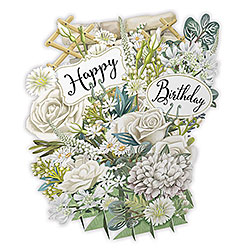 White Roses Birthday Card