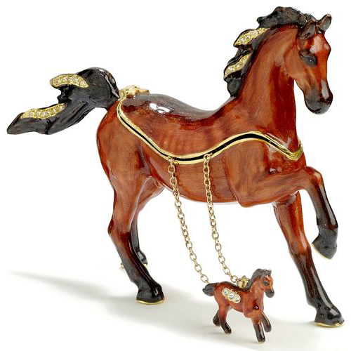 Horse Hinged Box with Necklace - Click Image to Close