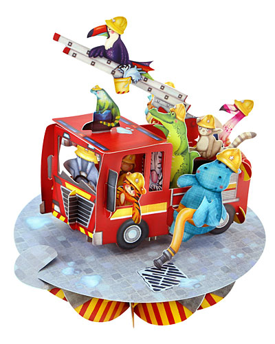 Animal Fire Truck Card - Click Image to Close