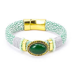 Green, Green & White RGLB Magnetic Focal Bracelet