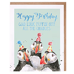 Birthday Candles Card (Puffins)