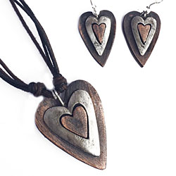Layered Heart Necklace and Earring Set
