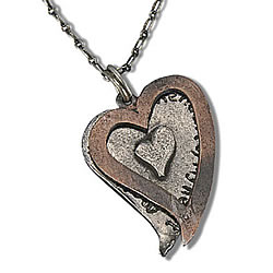 Heart Cutout Antique Silver/Copper Necklace