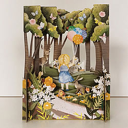 Girl In Forest With Balloons Card