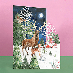 Stag In The Winter Woods Card
