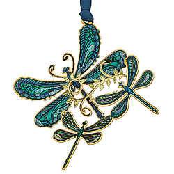 Breezy Dragonfly Collage Ornament (Blue)