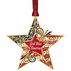 Glod Bless America Star Ornament