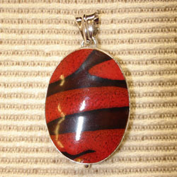 Rhodium Plated Pendant (Red w/Black Stripes 8663)