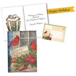 Season's Greetings Christmas Card with Garden Flag