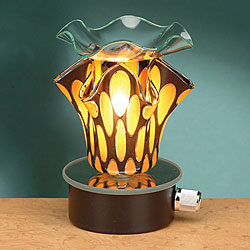 Brown with Clear Spots Glass Night Light & Plug In Burner