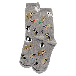 Dogs Of The World Socks (Grey Heather)