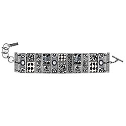 Black White Square Cobblestone Bracelet (Silver Oxidized)