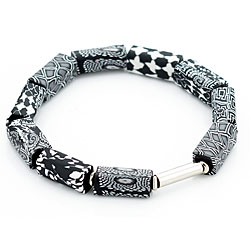 Black White Square Beaded Bracelet