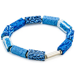 Porcelain Blue Square Beaded Bracelet