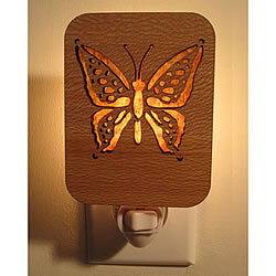 Butterfly Night Light (Sycamore Wood & Amber Mica)