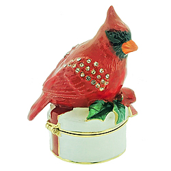 Cardinal On Box Hinged Box