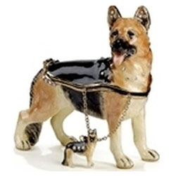 German Shepherd Hinged Box with Necklace