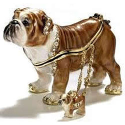 Bulldog Hinged Box with Necklace