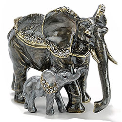 Elephant With Baby Hinged Box