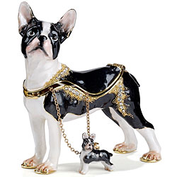 Boston Terrier Hinged Box with Necklace