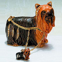 Yorkshire Terrier Hinged Box with Necklace