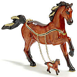 Horse Hinged Box with Necklace