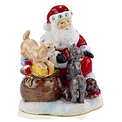 Santa With Puppies Hinged Box