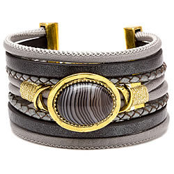 Black Agate Layered Focal Bracelet