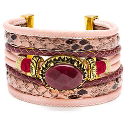 Maroon Snakeskin Layered Focal Bracelet