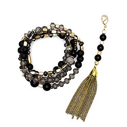 Gold/Black Convertible Tassel Necklace