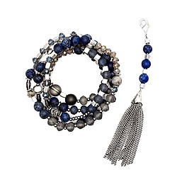 Silver/Blue Convertible Tassel Necklace