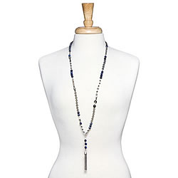 Silver/Blue Convertible Tassel Necklace