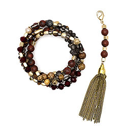 Gold/Red Convertible Tassel Necklace