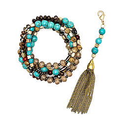 Gold/Turquoise Convertible Tassel Necklace