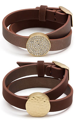 Brown Reversible Pavé Wrap Bracelet