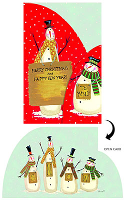 Red Dot Snowmen Tri-Fold Card
