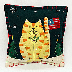 Cat With Flag Pillow