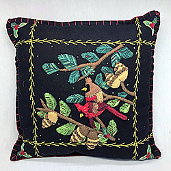 Cardinal & Pine Cones Pillow