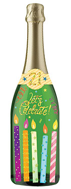 80TH BIRTHDAY Pictura Champagne Bottle Sound Card BLUE CIRCLES - PC-0210-061