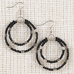 Silver Bits Earrings (Black)